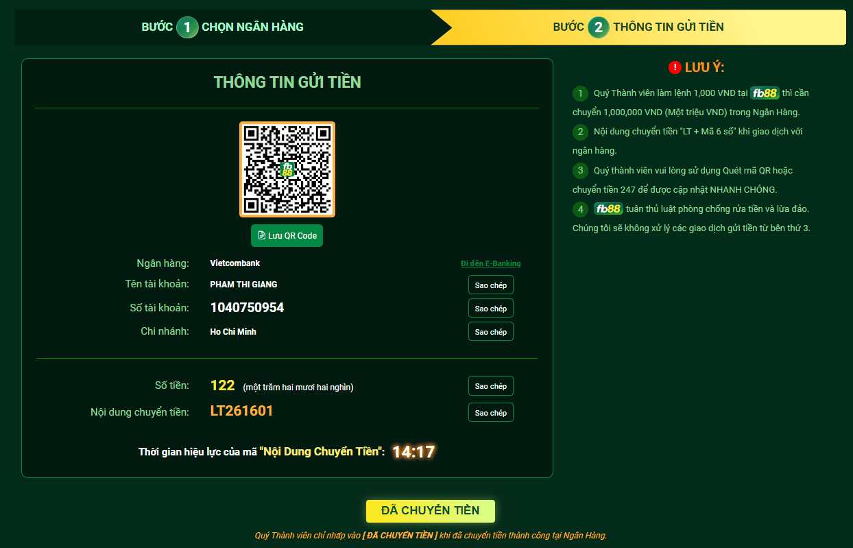 Hướng dẫn nạp tiền FB88 chi tiết | Cách nạp tiền FB88 nhanh chóng