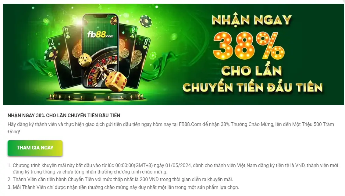 Khuyến mãi FB88 thành viên mới: Nhận ngay 2 triệu đồng!